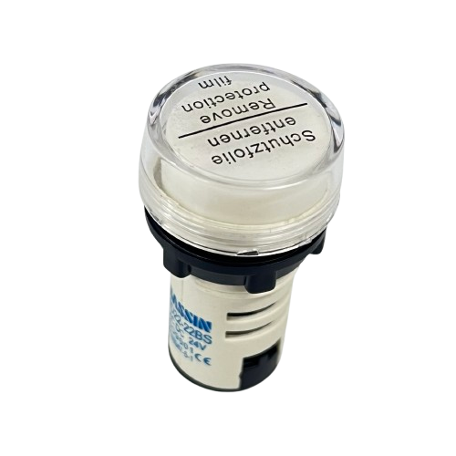 Grippes LED indicator lamp 22mm 24V White clear round lens with white housing for panel mounting
