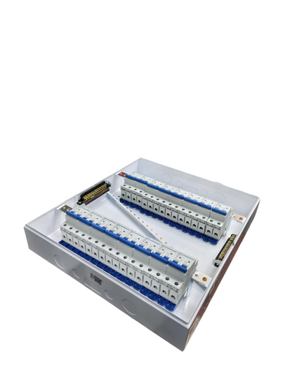 Chint NB1 Breakers Panel Board 50A 2 Pole Main electrical circuitry with multiple circuit breakers in a metal enclosure