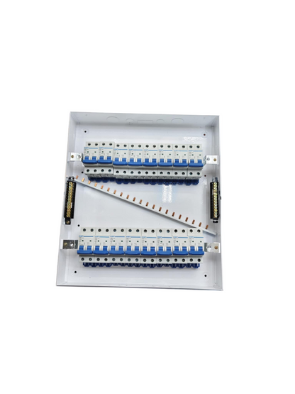 Chint NB1 Breakers Panel Board 50A 2 Pole Main with multiple circuit breakers in a white metal enclosure