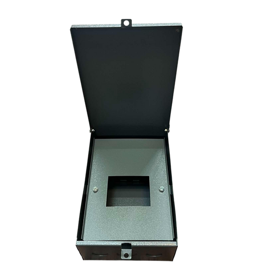 Open Nema 3R panel board housing with durable metal construction for outdoor electrical applications