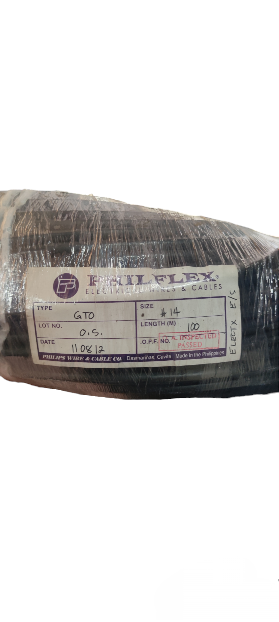 Philflex Neon Cable 15kV AWG14 2.0mm 1 Roll wrapped in protective packaging with label details
