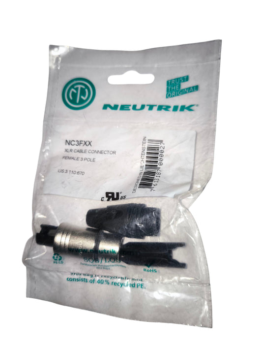 Neutrik XLR Cable Connector Female 3 Pole packaged for audio equipment connection