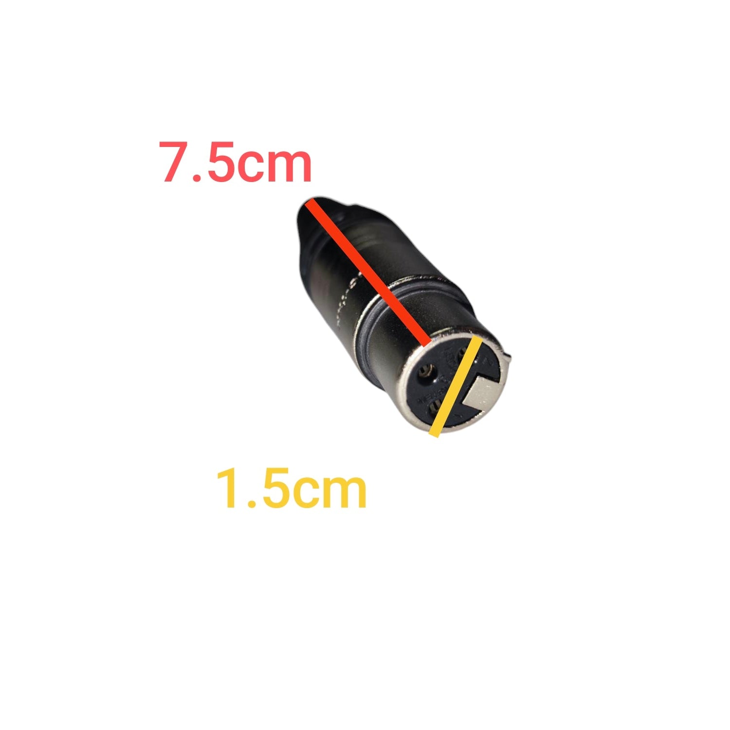 Neutriks XLR Cable Connector Female 3 Pole with precise measurements of 7.5cm and 1.5cm