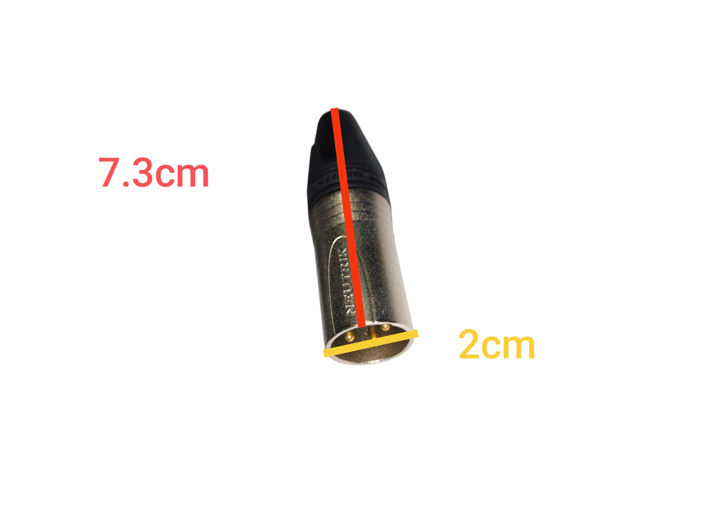 Neutriks XLR male cable connector microphone accessory with 7.3cm length and 2cm diameter