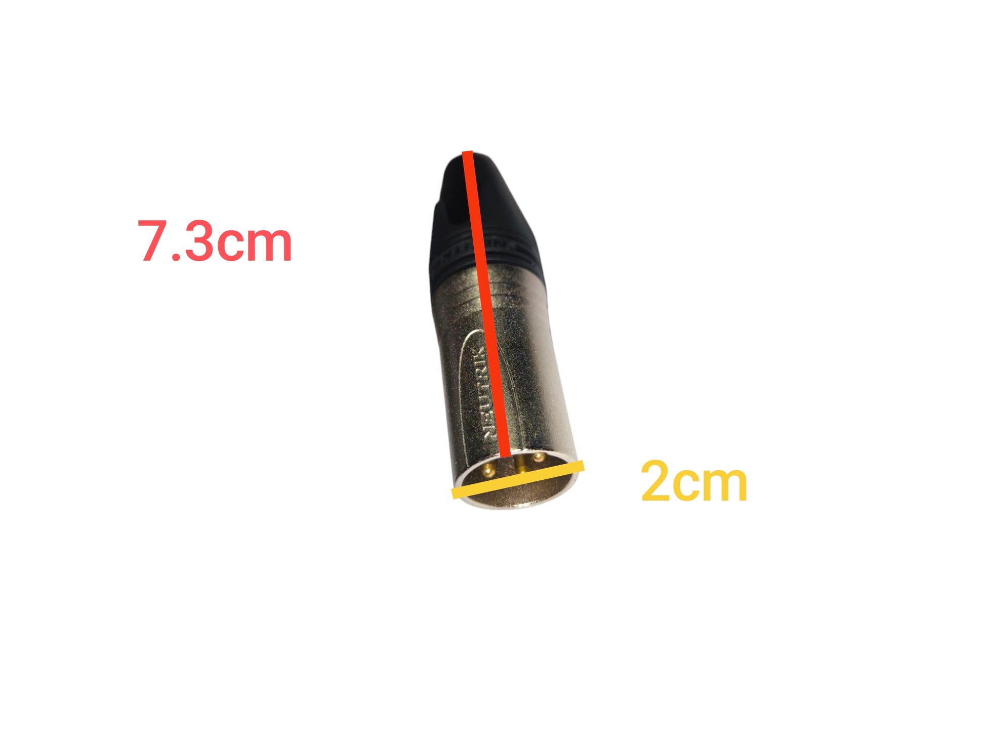 Neutriks XLR male cable connector microphone accessory with 7.3cm length and 2cm diameter