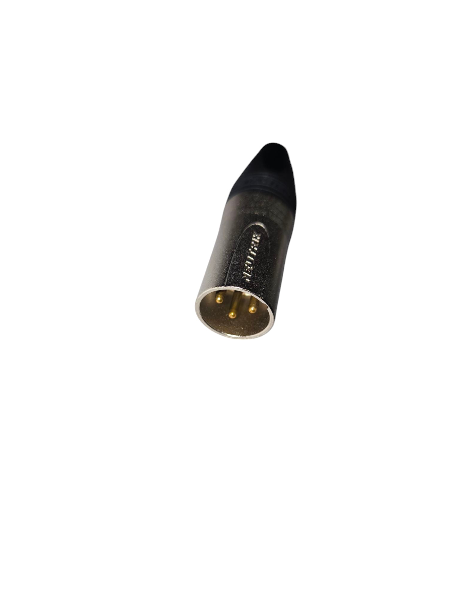 Neutriks XLR male cable connector with metal housing and three gold pins for microphone accessories