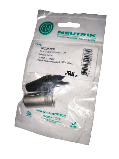 Neutrik XLR male cable connector in original packaging for microphone accessories