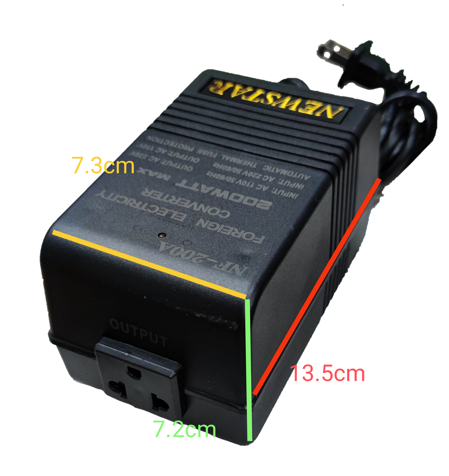 Newstar Step Down Transformer 200W NF-200A for door chimes with power cord and output socket