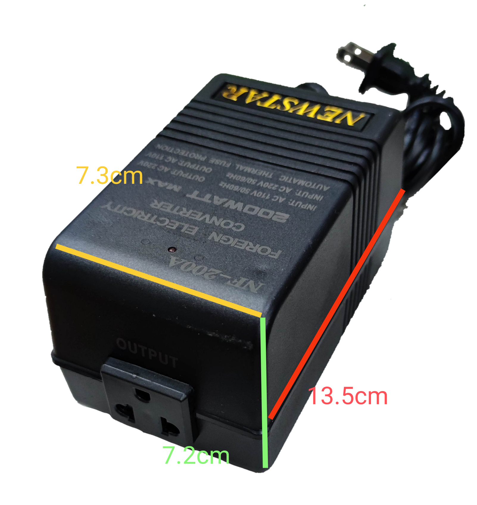 Newstar Step Down Transformer 200W NF-200A for door chimes with power cord and output socket