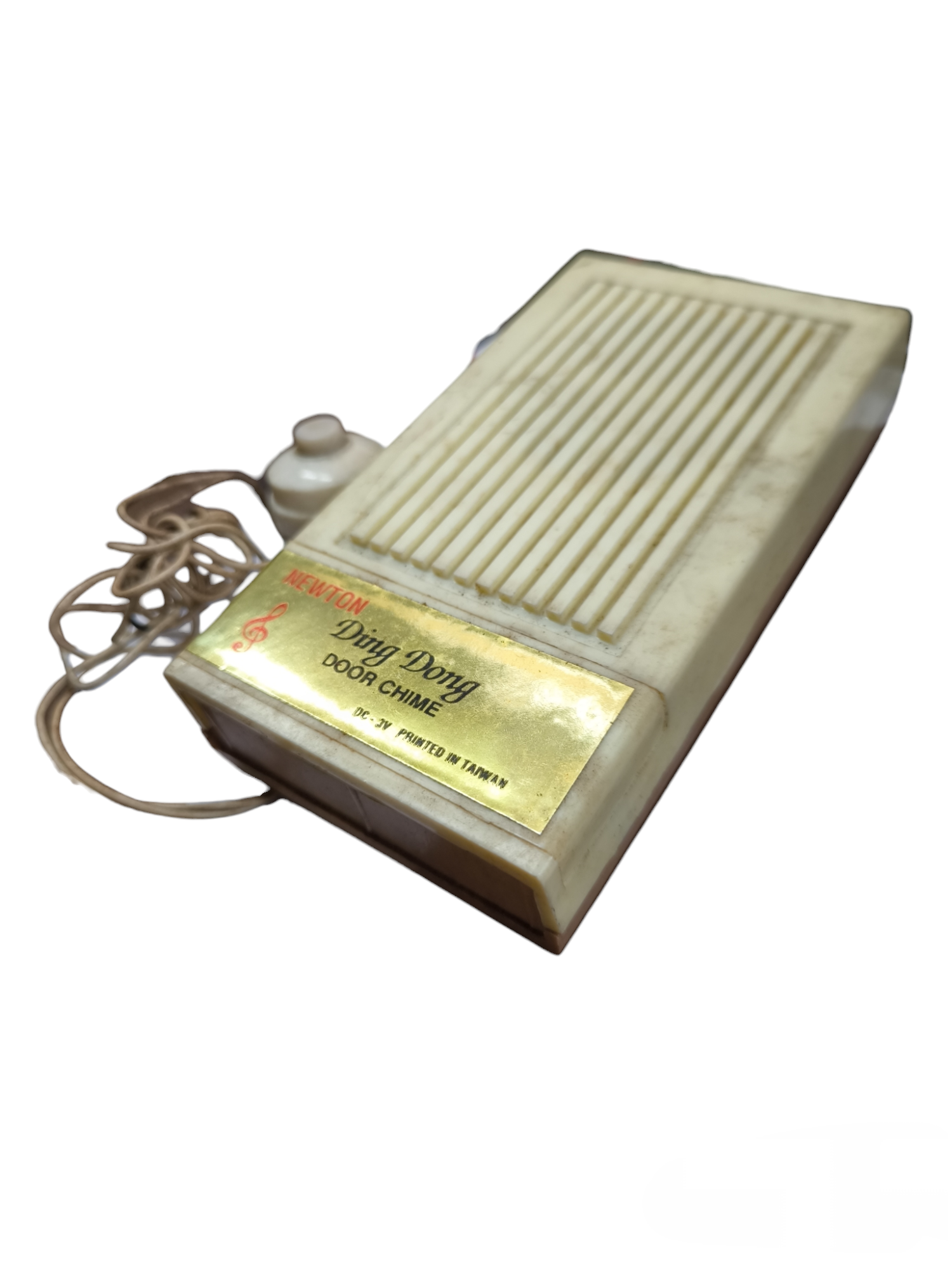 Vintage Ding Dong Door Chime 3V DC with Wired Switch in beige plastic housing