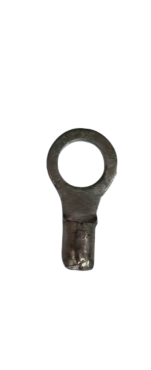 Non-insulated round terminal lugs made of metal for electrical connections and wiring