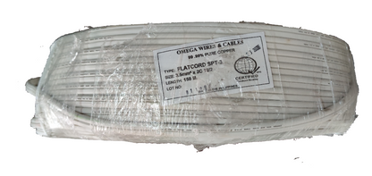 Omega Flat Cord AWG 12 White 1Roll, suitable for various electrical applications and installations