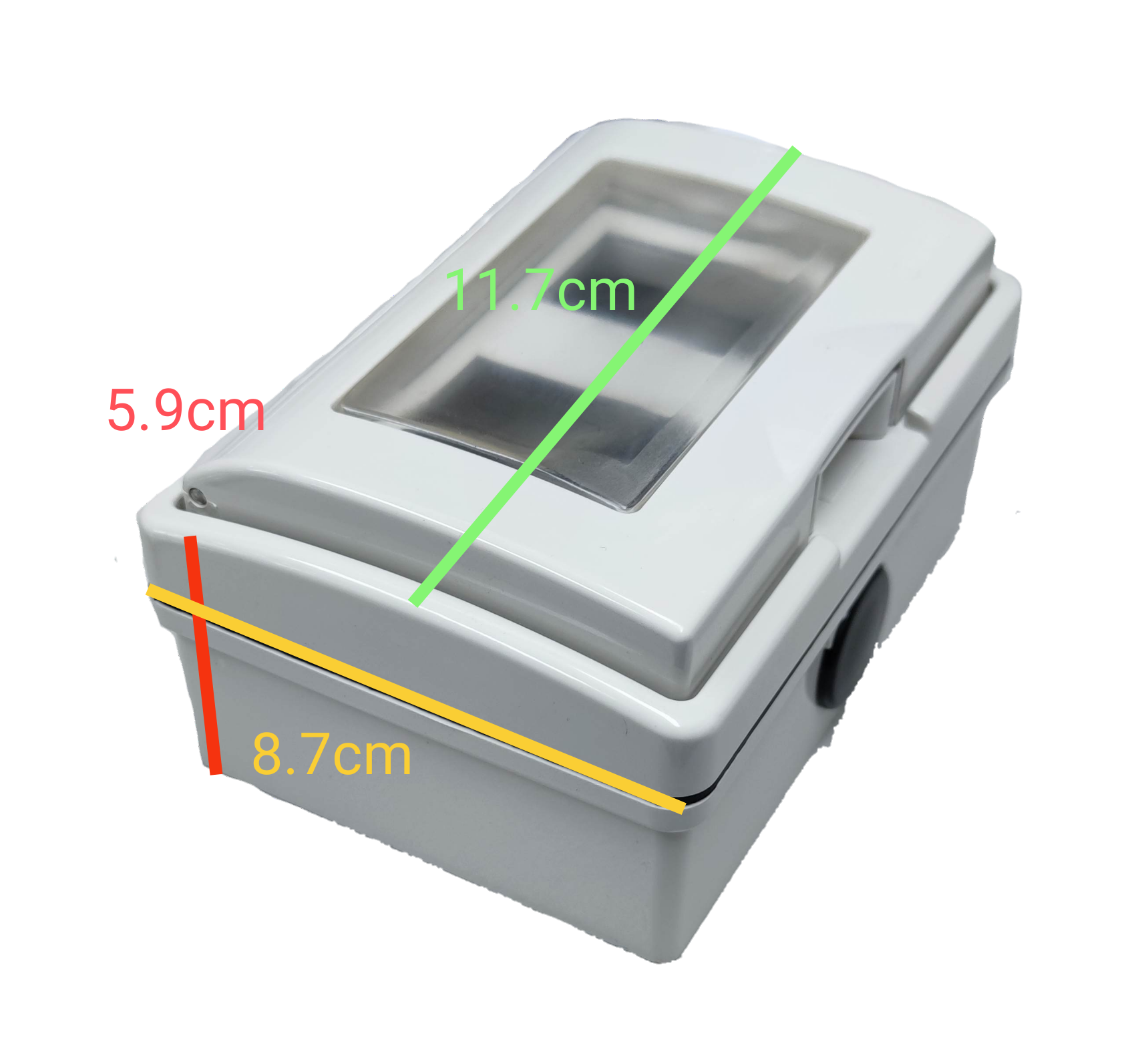 Omni 1 gang to 3 gang device cover in white with transparent top for easy visibility of switches