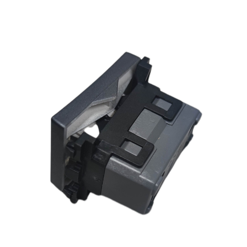 Omni 1 Way Illuminated Switch Medium in metallic grey showing rear mounting clips and rocker module for lighting