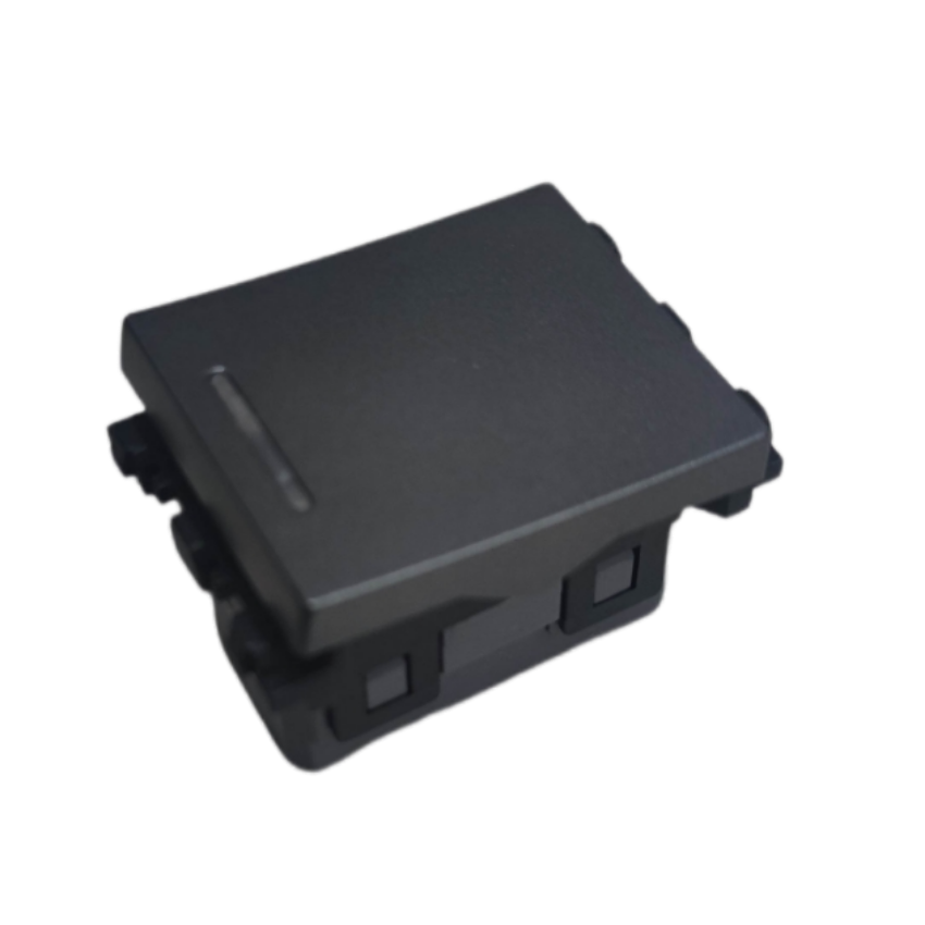 Omni 1 Way Illuminated Switch Medium black square rocker module with small indicator light for single circuit