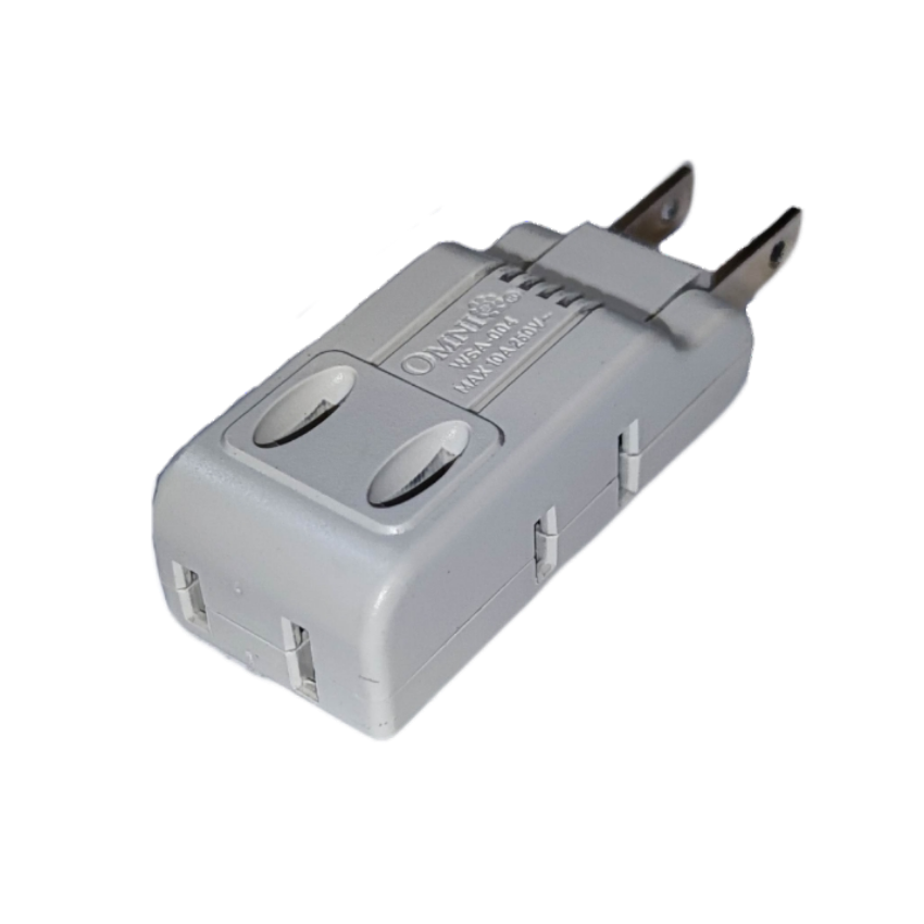 Omni 10A 250V electrical adaptor with dual sockets for versatile power solutions