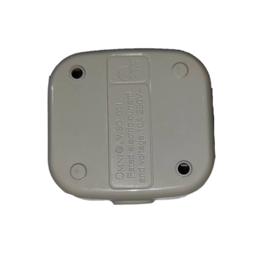 Omni 10A 250V single surface outlet in a compact design for efficient electrical connections