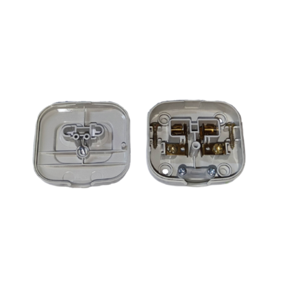 Omni 10A 250V single surface outlet with clear wiring terminals for easy installation