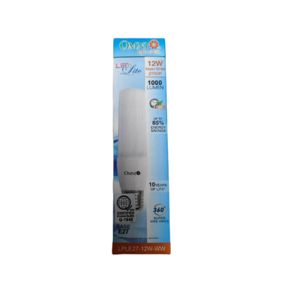 Omni 12W LED stick bulb E27 warm white with 1000 lumens and 360-degree light spread