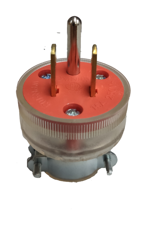 Omni 15A rubber plug with ground designed for secure electrical connections and durability