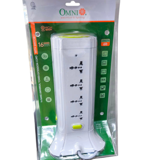 Omni 16 gang extension cord tower power strip with 16 outlets and 6ft cord length