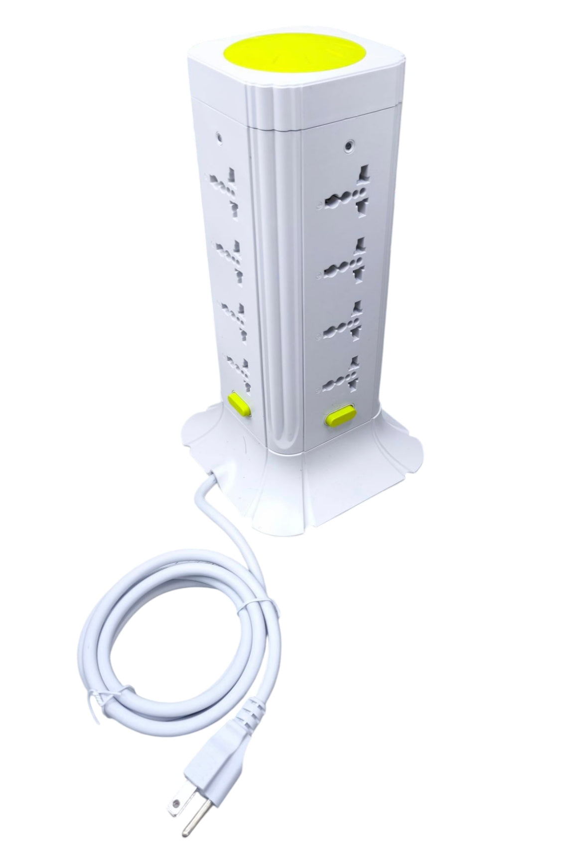 Omni 16 gang extension cord tower power strip with multiple universal outlets and long white cord