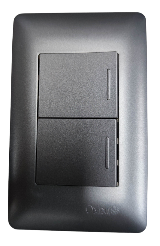 Omni 2 gang 1 way switch graphite featuring a sleek design for modern interiors