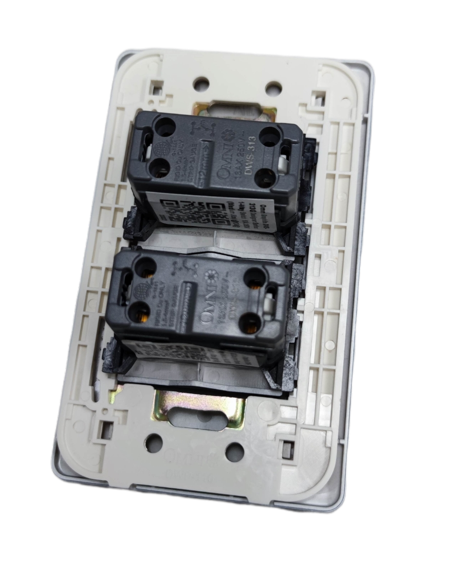 Omni 2 gang 1 way switch graphite with two load terminals for convenient electrical control