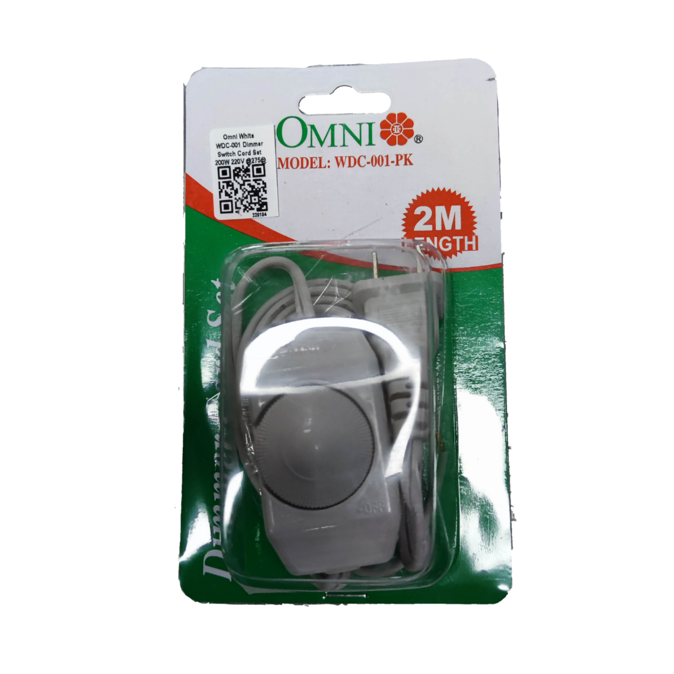 Omni 200W dimmer cord set 220V in packaging with 2 meter length for adjustable lighting control