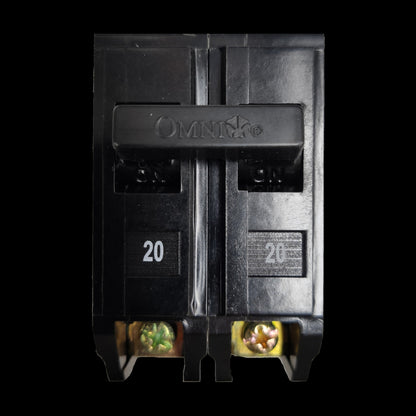 Omni 20A circuit breaker 2 pole Plug in with clear labeling and high-quality connectors