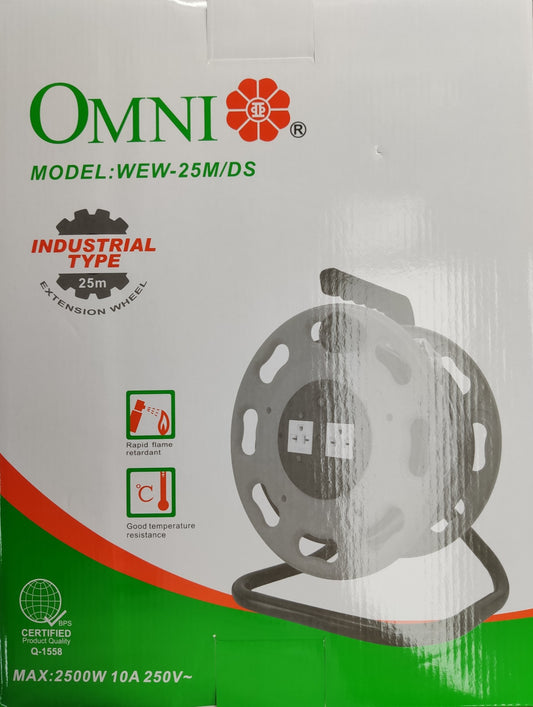 Omni 25 meter extension cord wheel industrial type with rapid flame retardant and temperature resistance