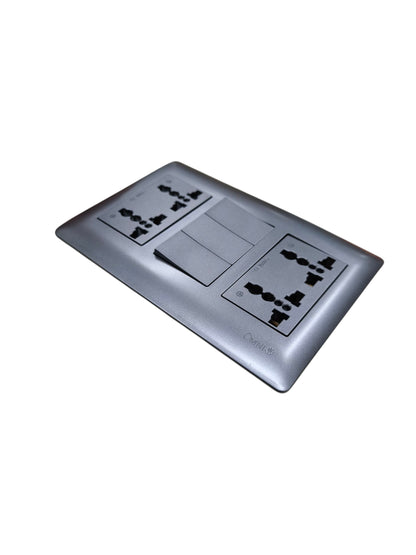 Omni 3 gang switch with 4 gang universal outlet in sleek design for versatile electrical usage