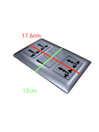 Omni 3 gang switch with 4 gang universal outlet, featuring sleek design and multiple connectivity options