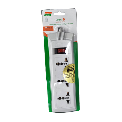 Omni 3 gang universal power strip 6 feet with surge protection and individual switches
