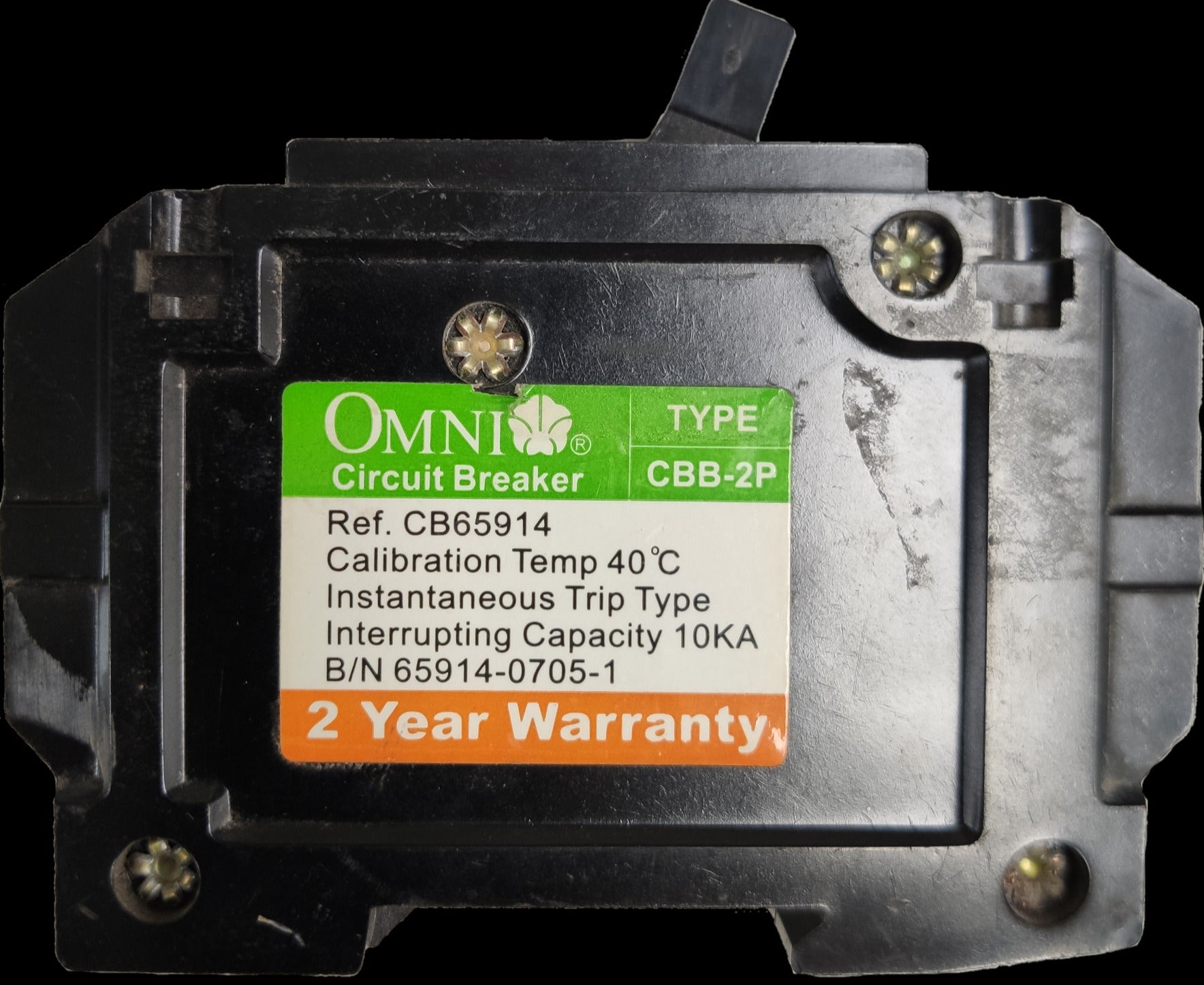 Omni 30A Circuit Breaker Bolt-on Type electrical component with calibration temp 40 degrees and 2 year warranty