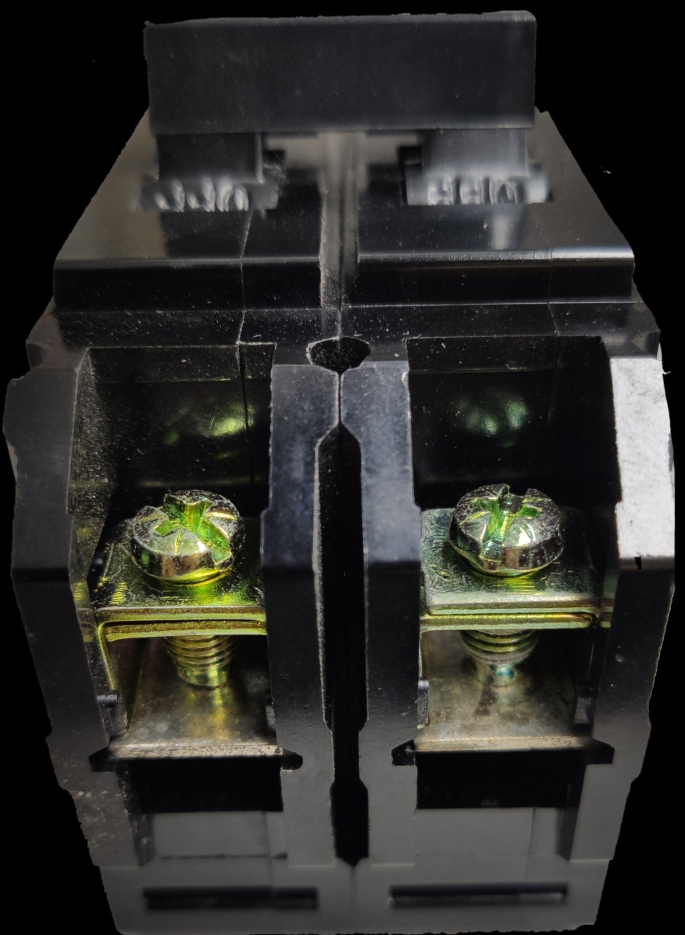 Omni 30A Circuit Breaker Bolt-on Type electrical component with metal screws and black casing