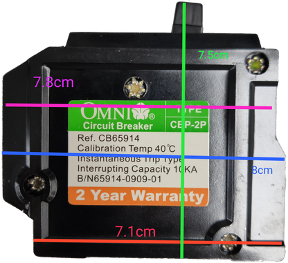 Omni 30A Circuit Breaker Plug-in Type with 2 year warranty and 40°C calibration temperature