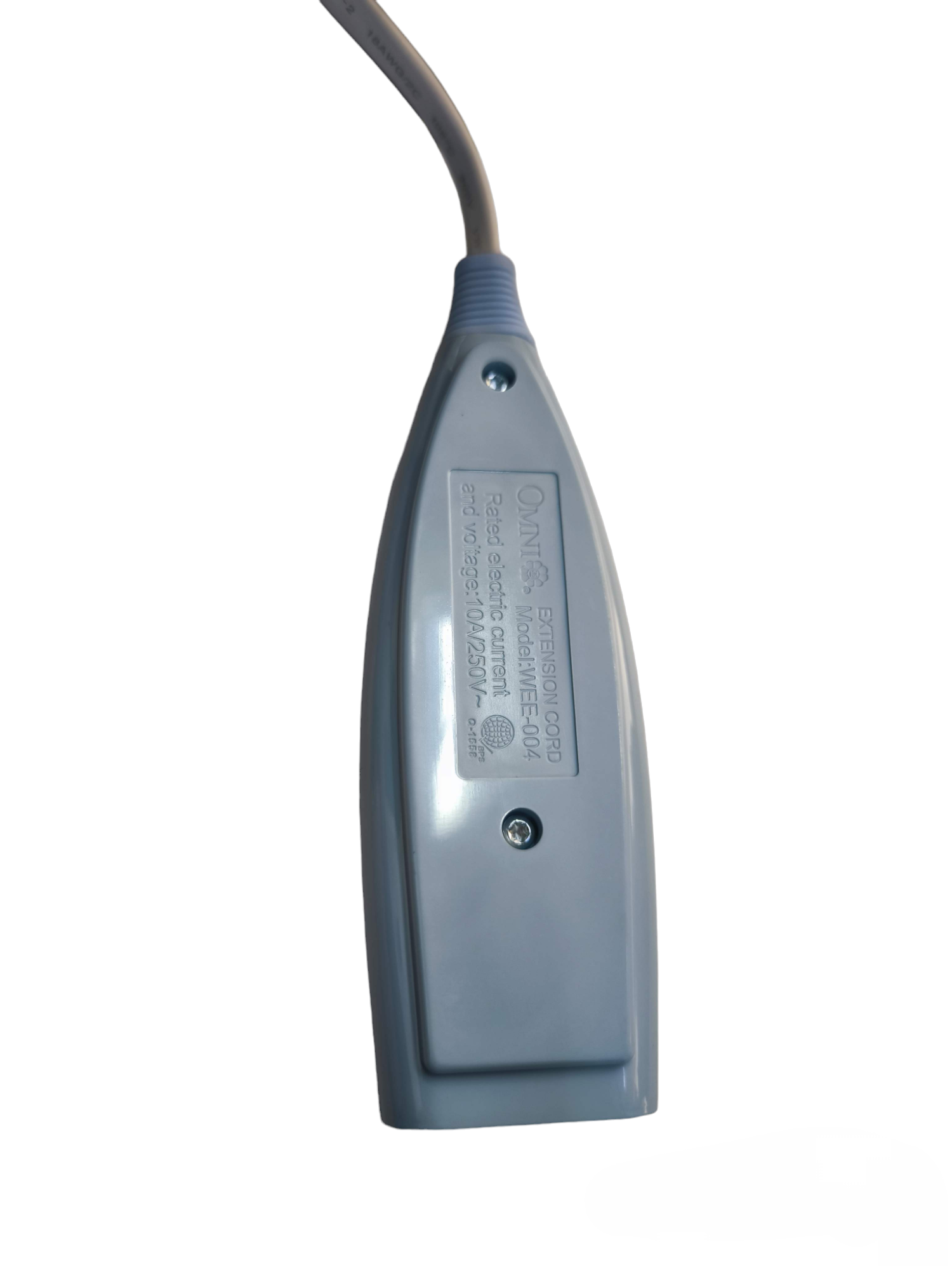 Omni 4 gang extension outlet power strip with durable gray body and cable for multiple device connections