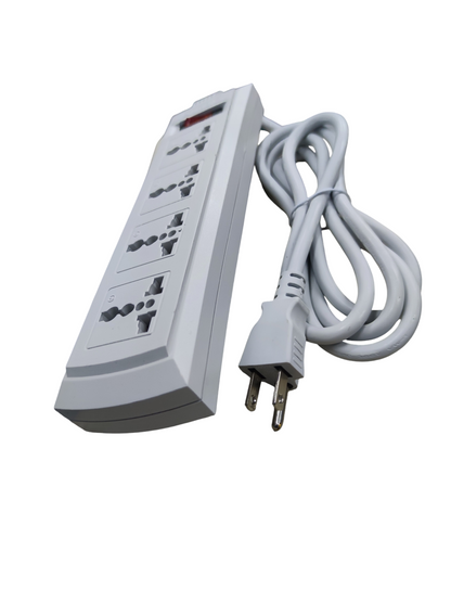 Omni 4 gang power strip with switch white electrical extension socket and attached power cord
