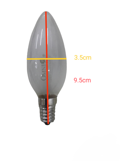 Omni 40W Candle Bulb Frosted E14 220V incandescent bulb with 9.5 cm length and 3.5 cm width