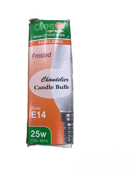 Omni 40W Candle Bulb Frosted E14 220V incandescent bulb for chandeliers with E14 base