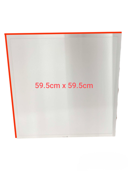 Omni 40W tri-color panel light in a square design measuring 59.5cm x 59.5cm for versatile lighting