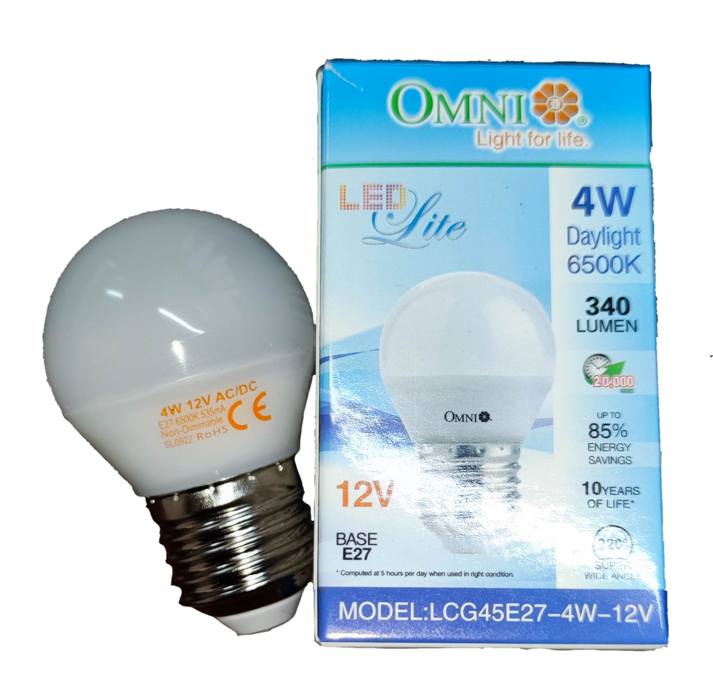 Omni 4W LED E27 12V bulb 6500K with 340 lumens for energy-efficient lighting