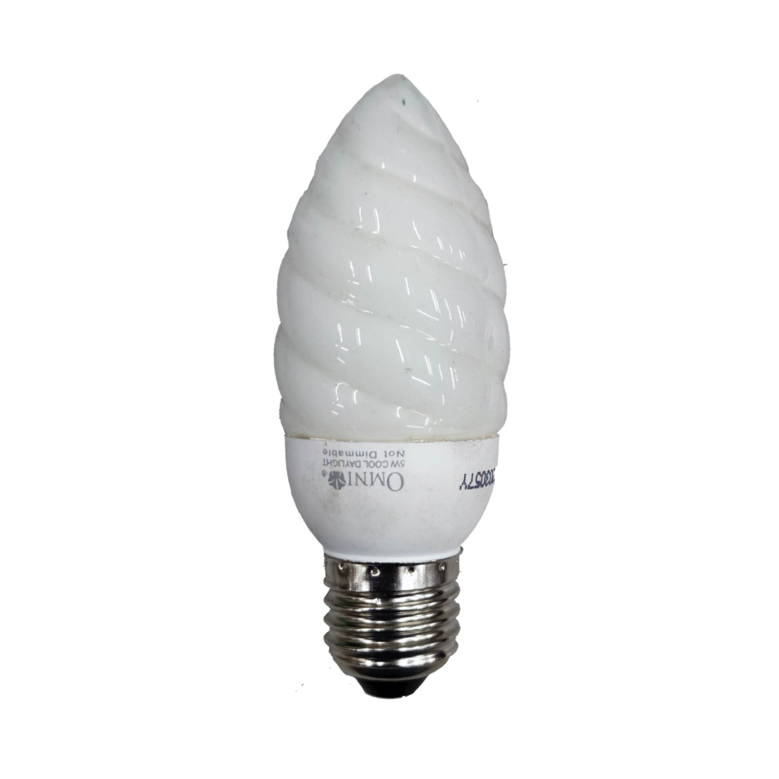 Omni 5W CFL Bulb Daylight E27 220V spiral candle shape white compact fluorescent bulb with E27 screw base