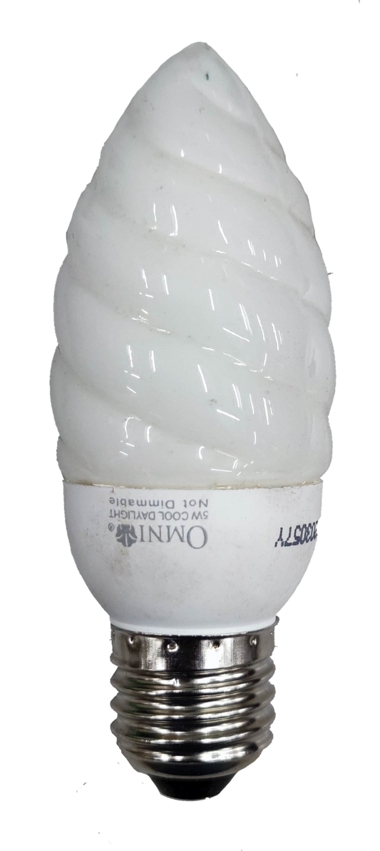 Omni 5W CFL Bulb Daylight E27 220V spiral candle shape white compact fluorescent bulb with E27 screw base
