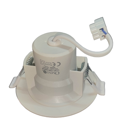 Omni 8W LED Down Light 4000K white ceiling light fixture with spring clips and connector cable