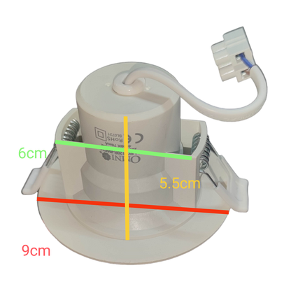 Omni 8W LED Down Light 4000K white round recessed ceiling light with spring clips and wiring connector