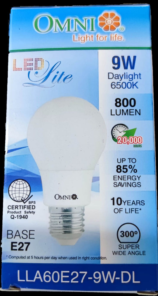 Omni A60 daylight 6500K LED bulb with 800 lumens and 10 years lifespan for energy efficiency