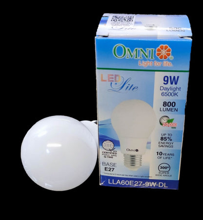 Omni A60 daylight 6500K LED bulb in a box, 9W with 800 lumens for energy savings