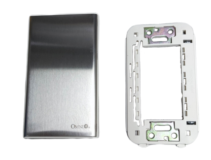 Omni chrome blank plate cover for power points switches and plugs with a sleek metallic finish